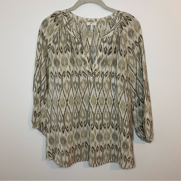 Joie Addy B Fatigue Silk Ikat Pullover Blouse - Picture 1 of 9